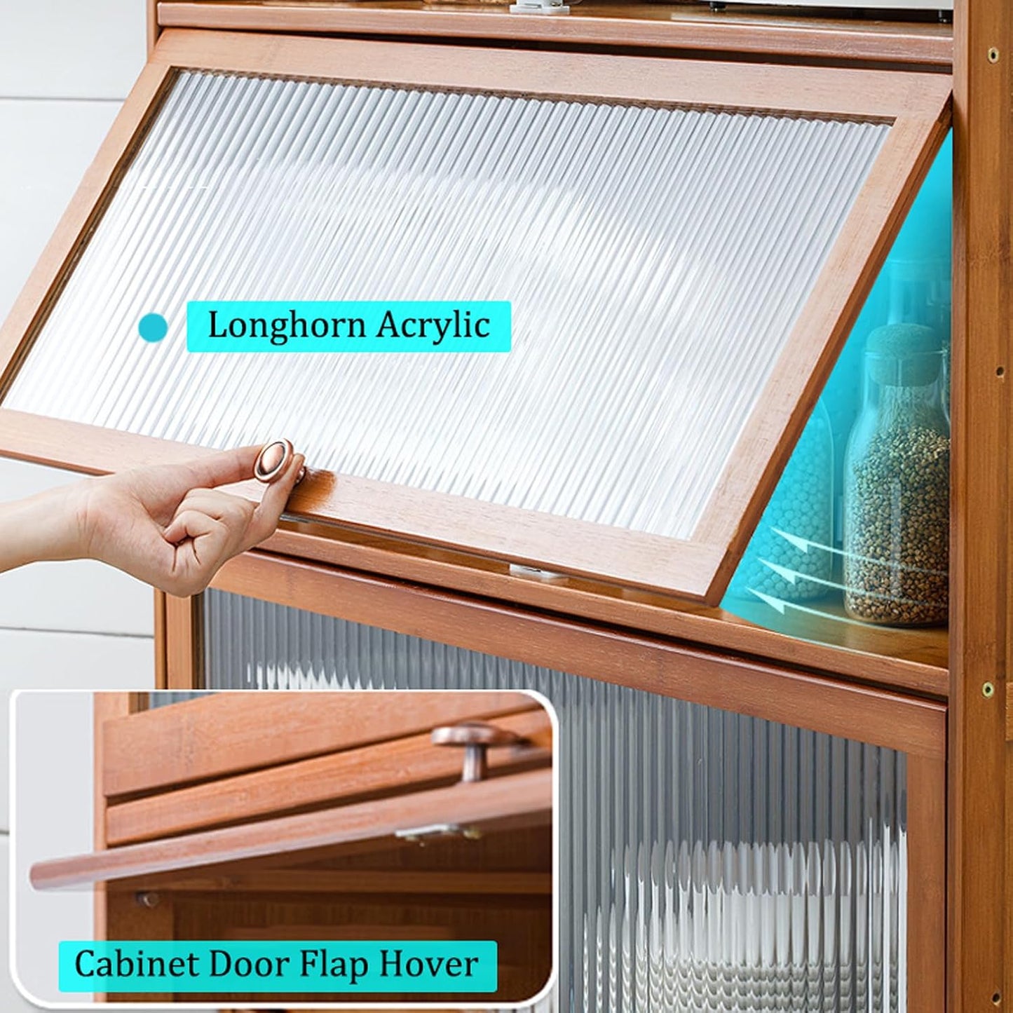 Bamboo Storage Cabinet with Acrylic Doors