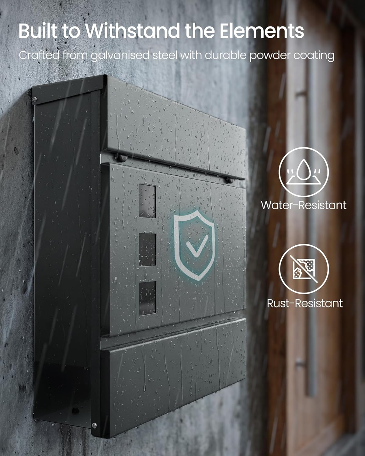 SONGMICS Lockable Wall-Mounted Mailbox with Newspaper Holder (GMB055G101)