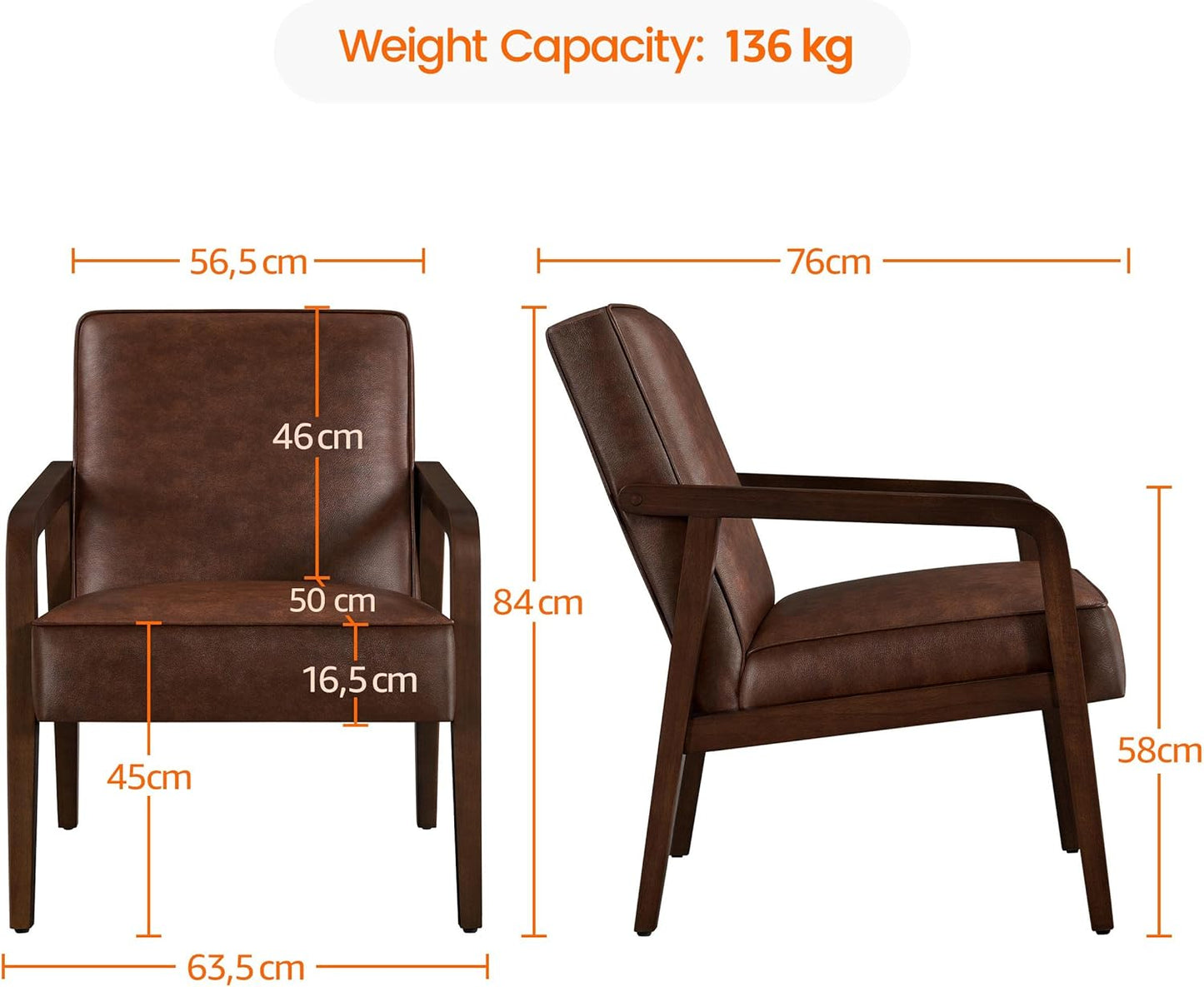 Armchair with Strong Wood Frame