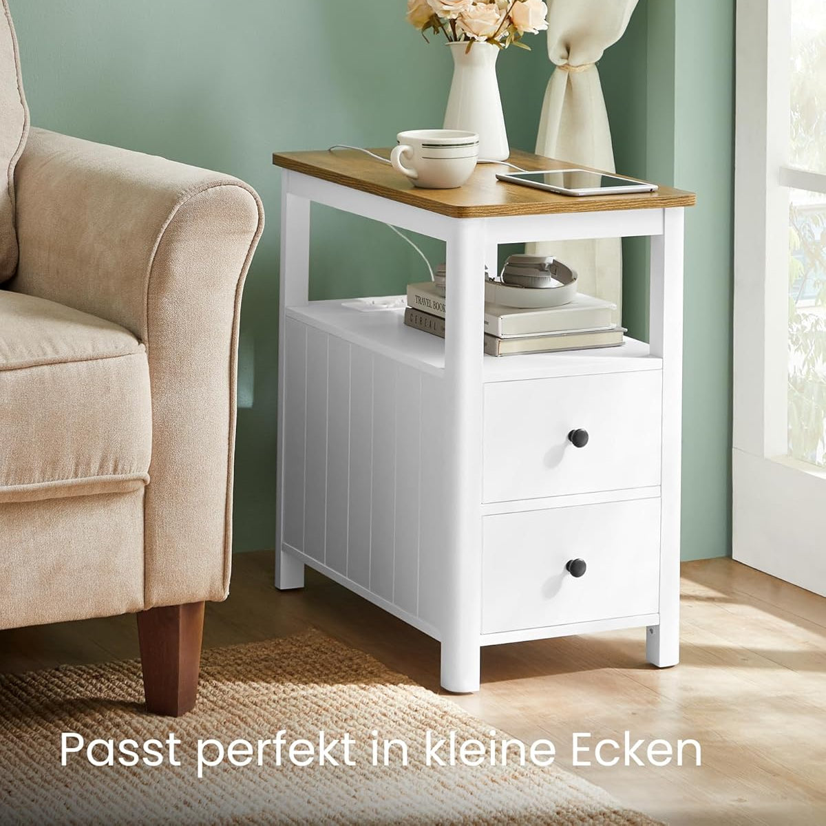 VASAGLE Narrow Bedside Table LET327W14