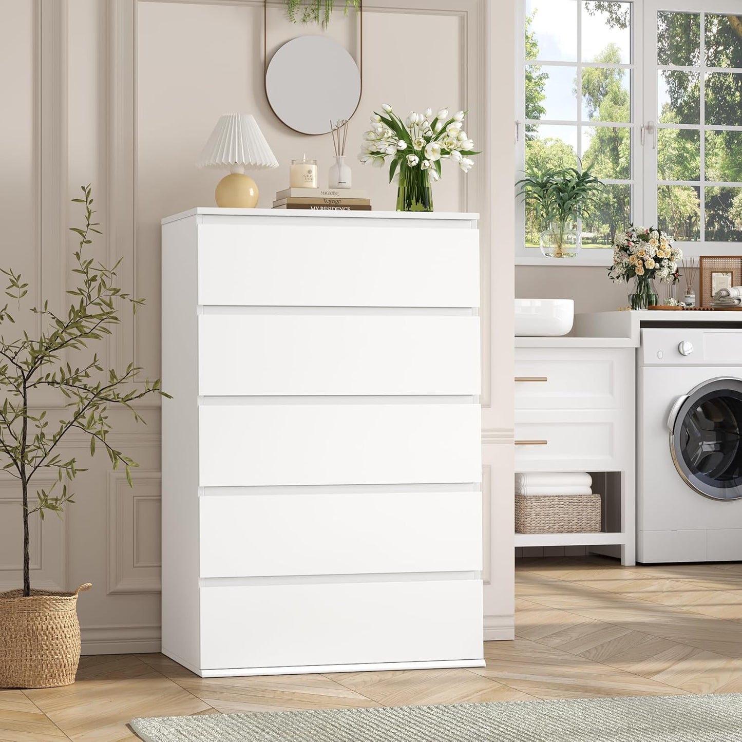 White Dresser with Large Storage Space