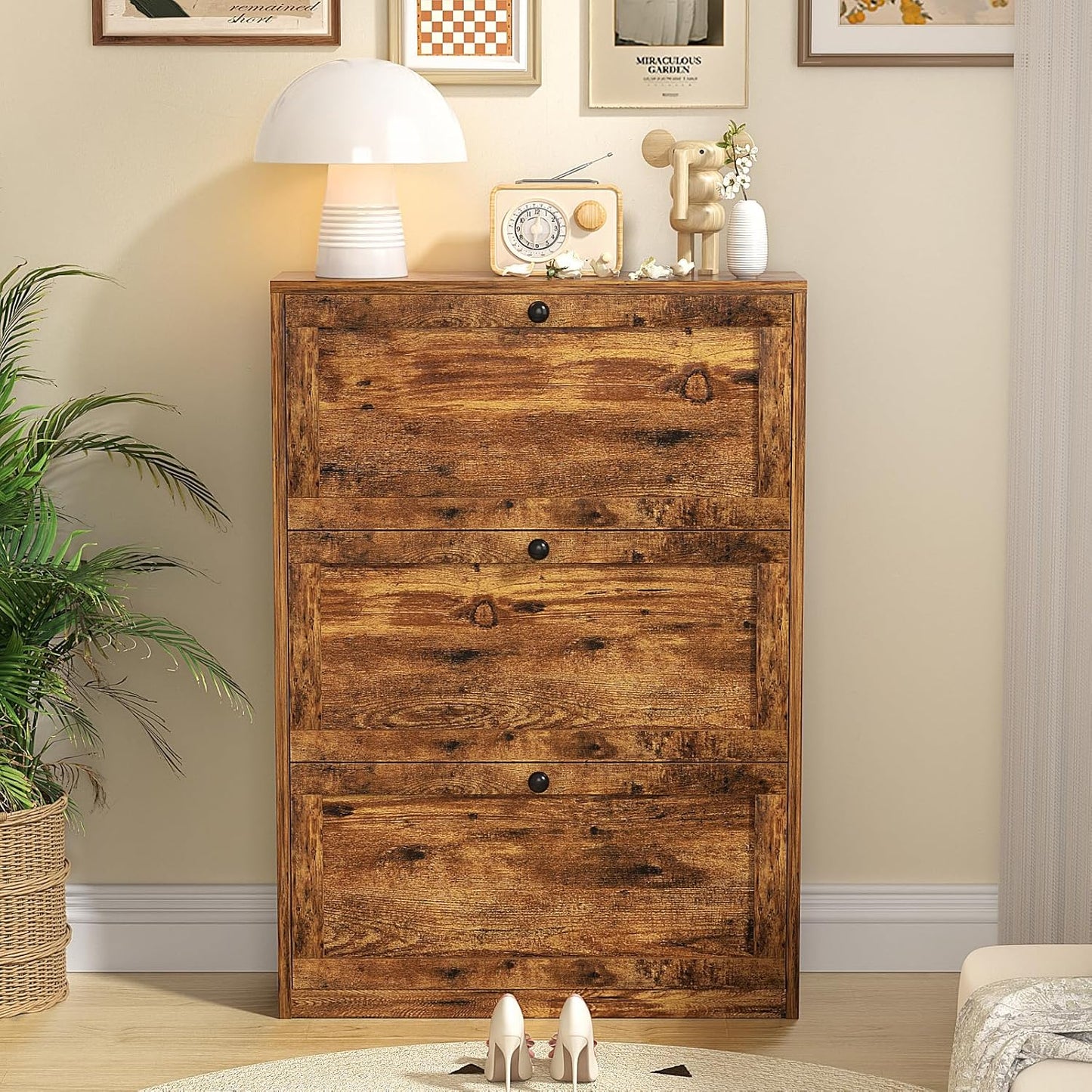 Shoe Cabinet with 3 Flip Drawers