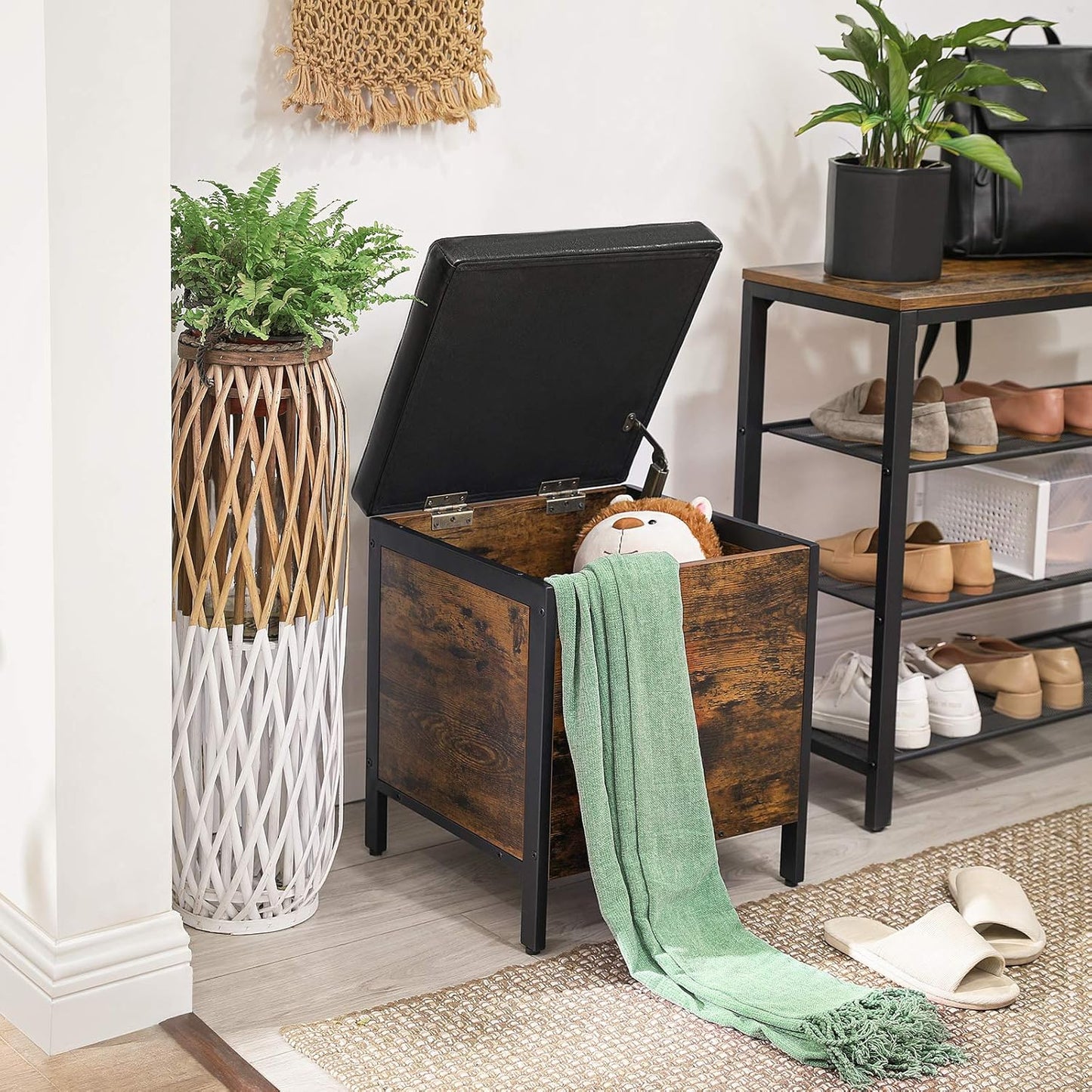 VASAGLE Storage Ottoman, Footrest Stool Trunks, Space-Saving