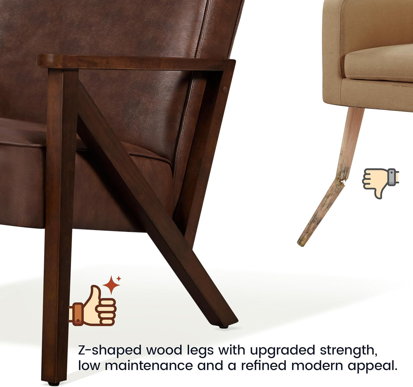 Armchair with Strong Wood Frame