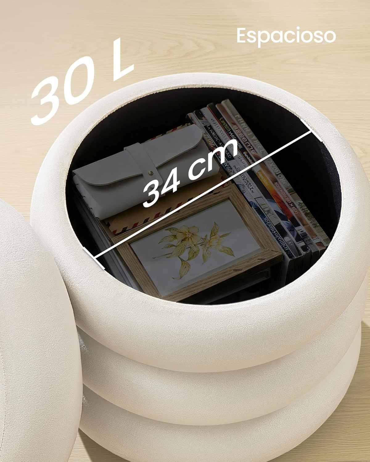 SONGMICS Round Pouffe with Storage (LOM018LH01)