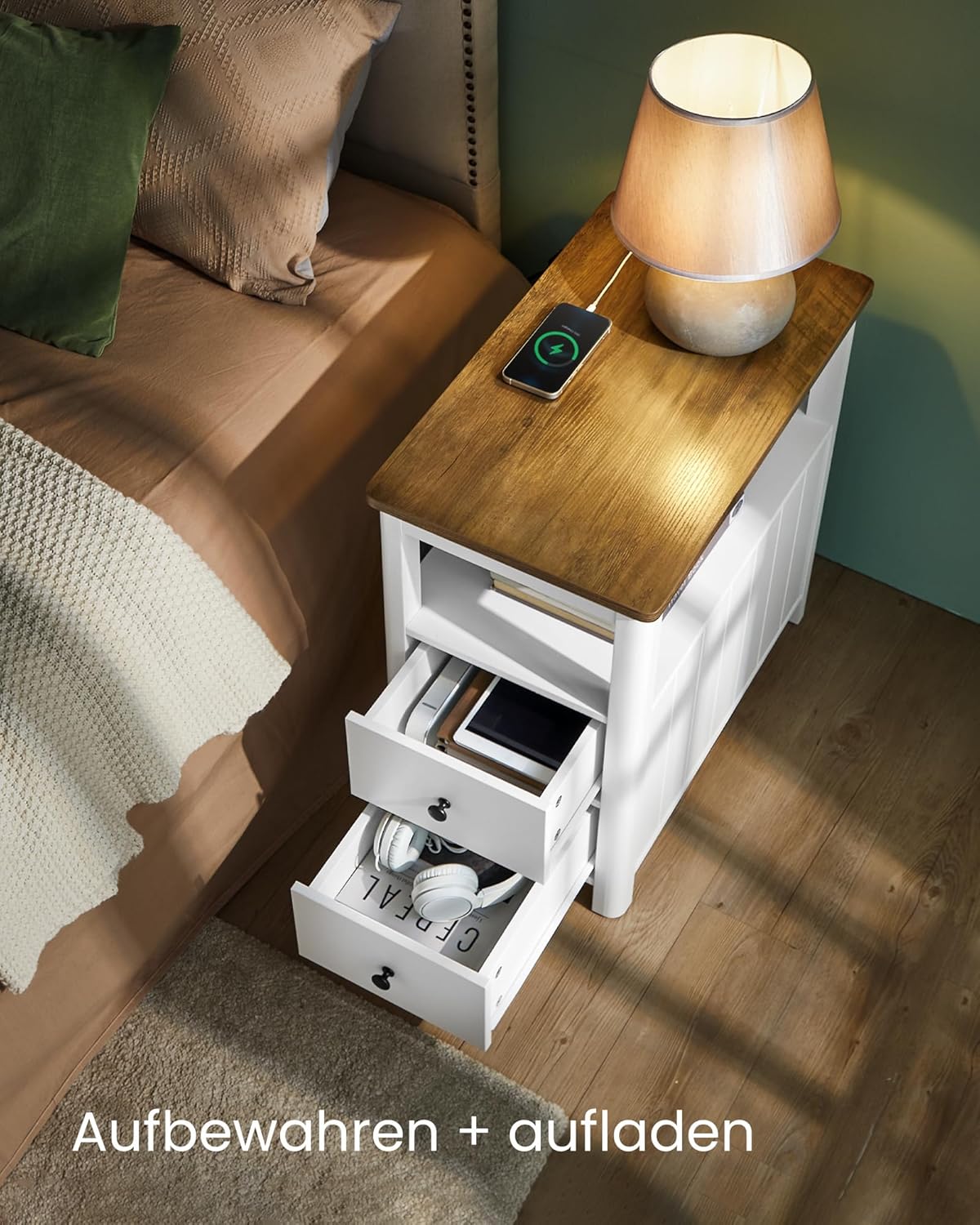 VASAGLE Narrow Bedside Table LET327W14