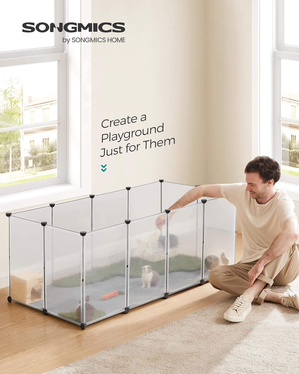 SONGMICS Pet Playpen with Floor LPC007W01