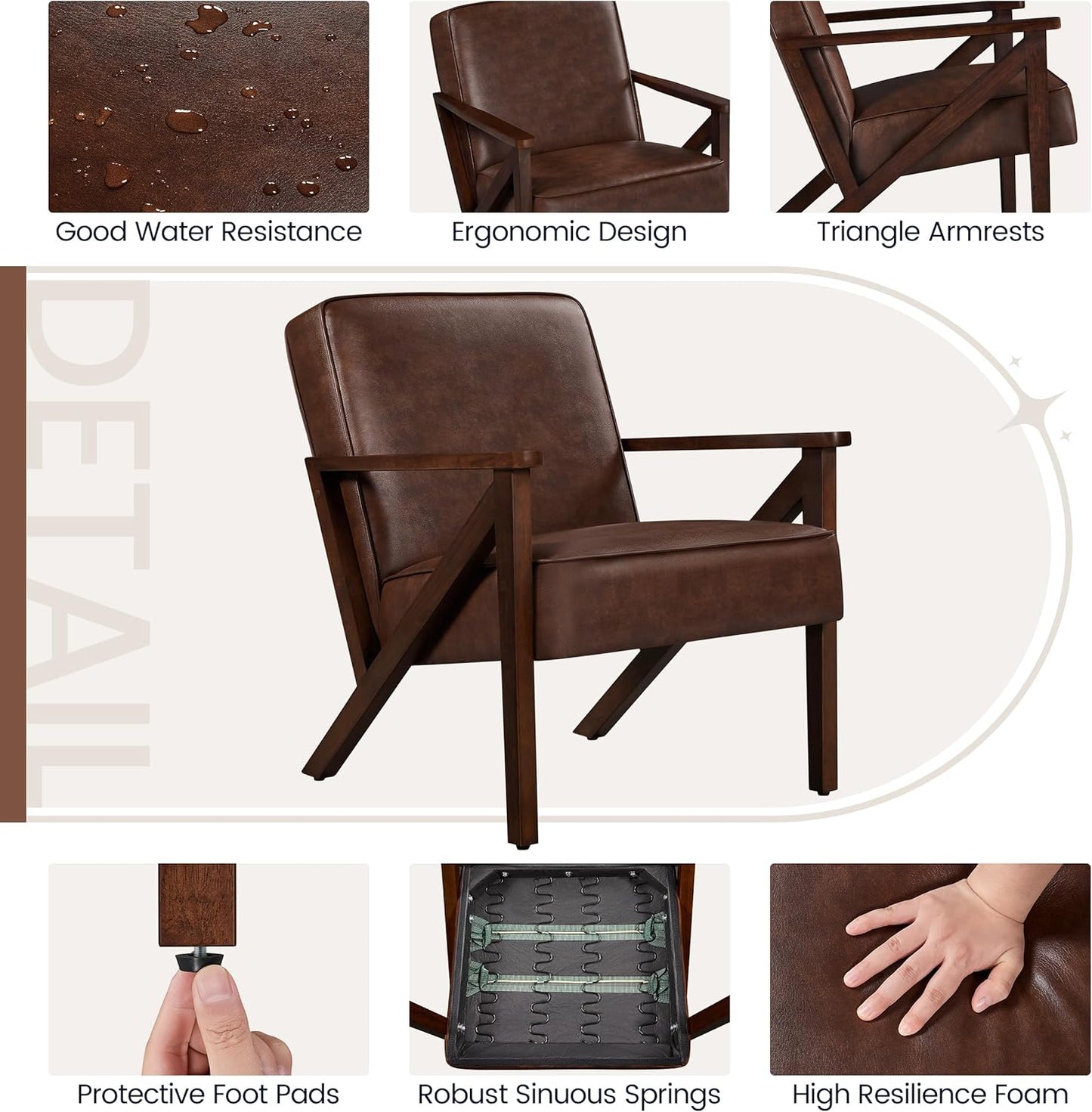 Armchair with Strong Wood Frame