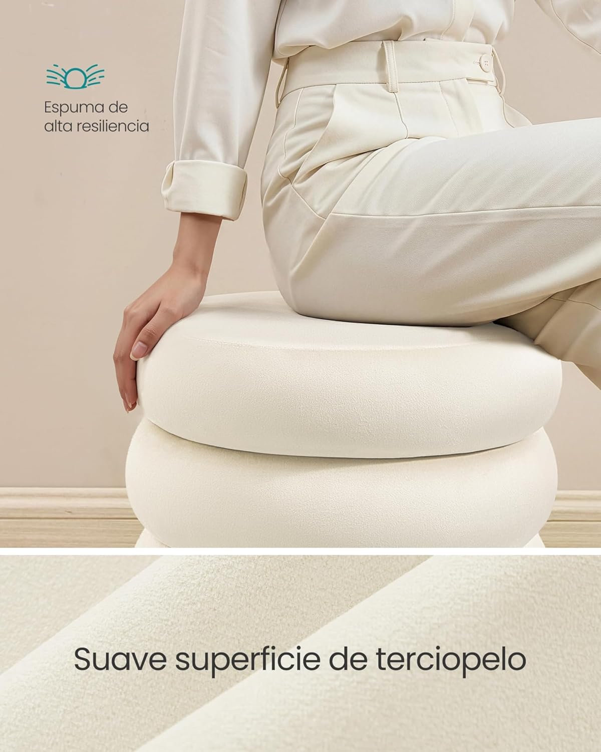 SONGMICS Round Pouffe with Storage (LOM018LH01)