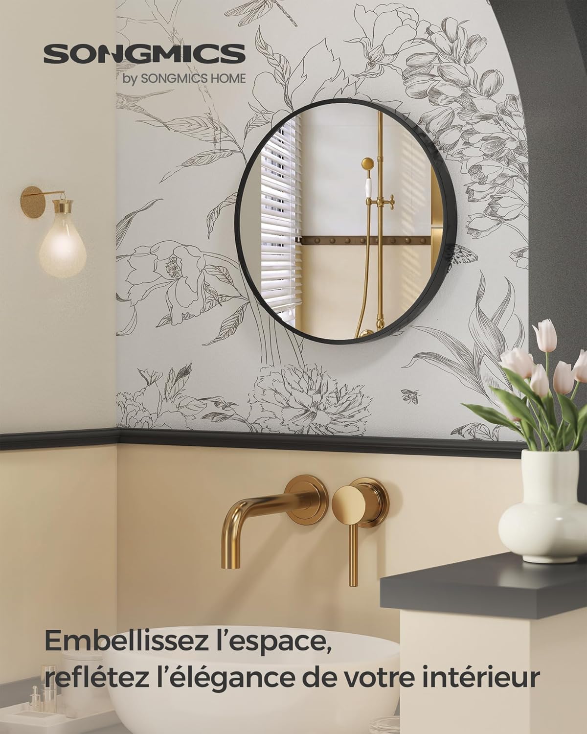 SONGMICS Round Mirror LWM104B01