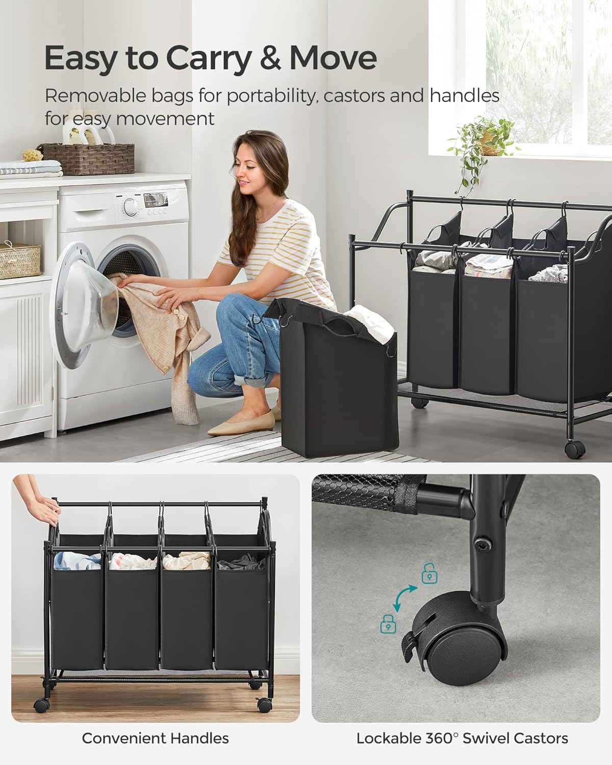 SONGMICS Rolling Laundry Sorter LSF005