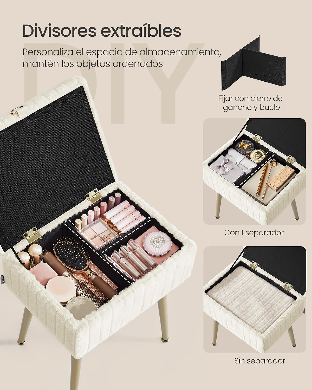 SONGMICS Vanity Stool Makeup Bench with Space (LOM505WZ02)