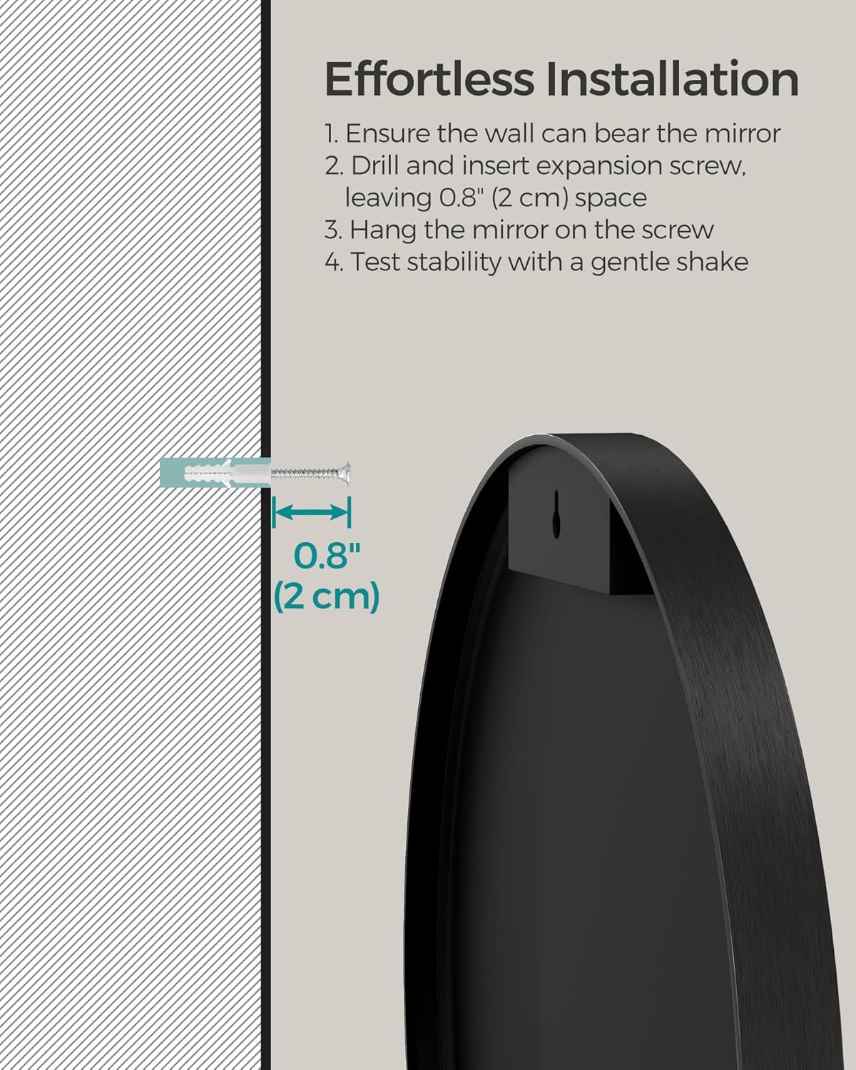 SONGMICS Round Mirror LWM104B01
