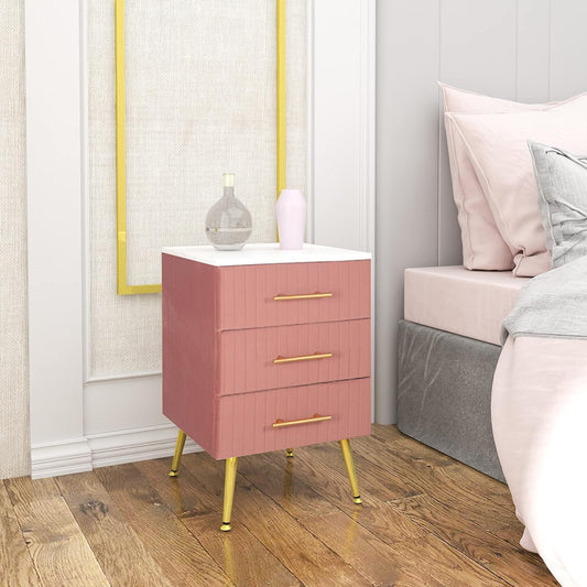 WOLTU Night cabinet 3 drawers of solid wood