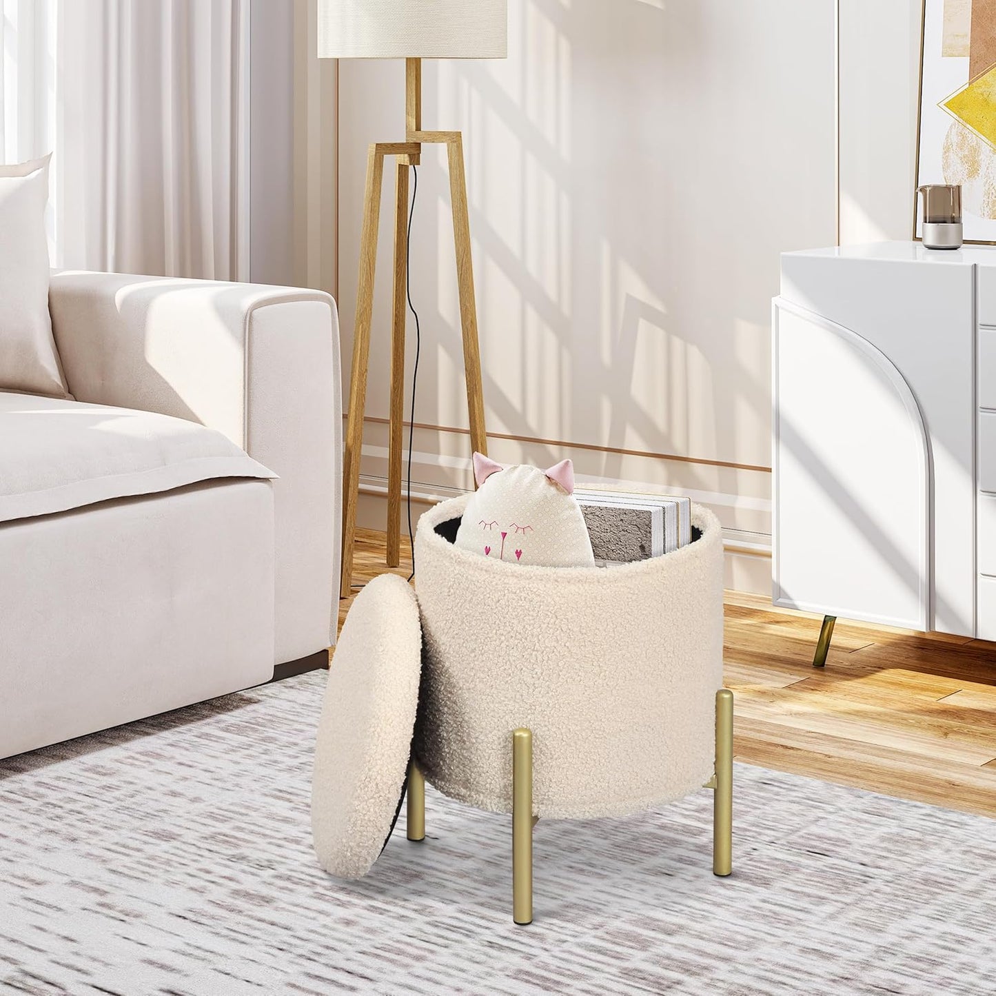 Round Folding Stool with Storage Space