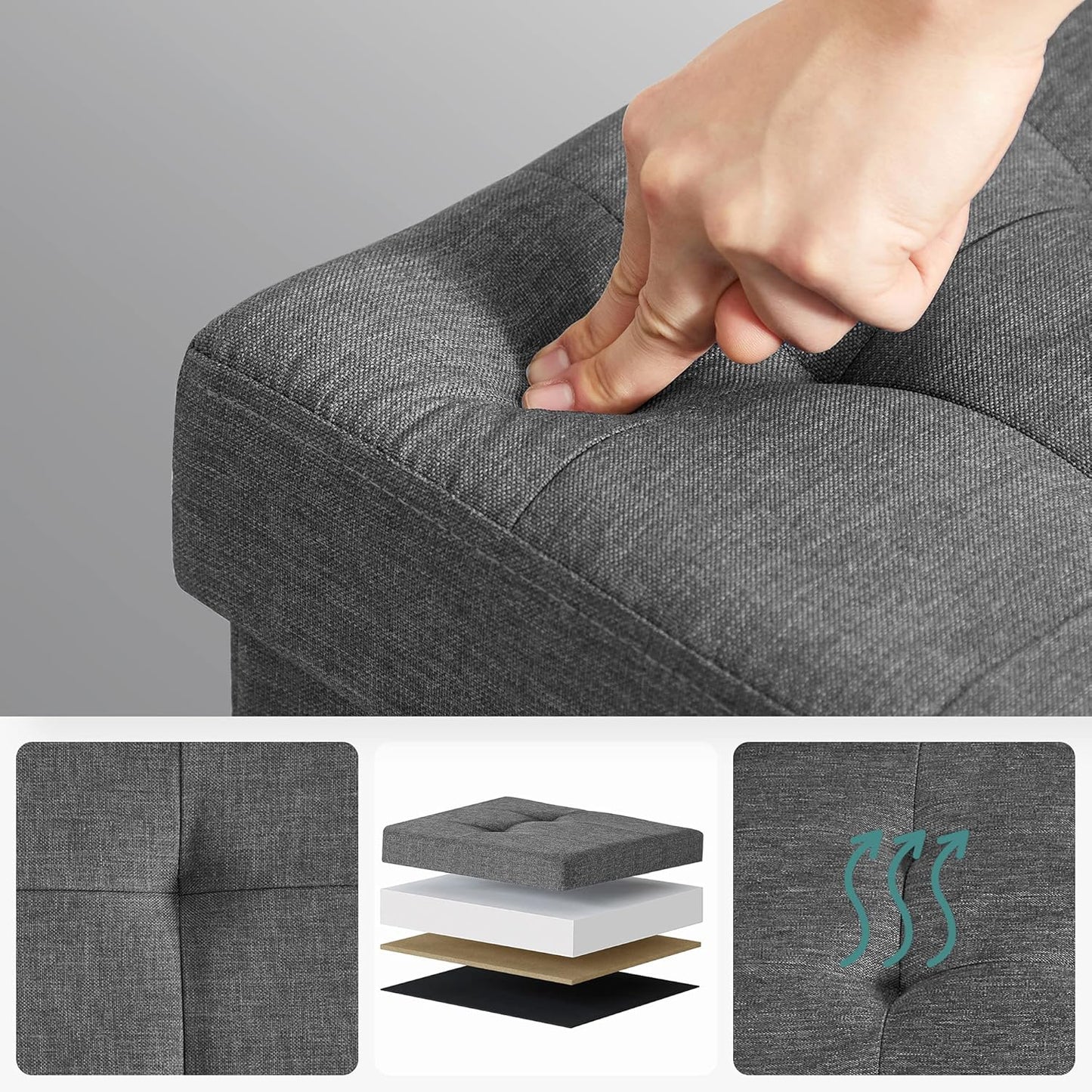 SONGMICS Stool with Footres LSF16GYZ