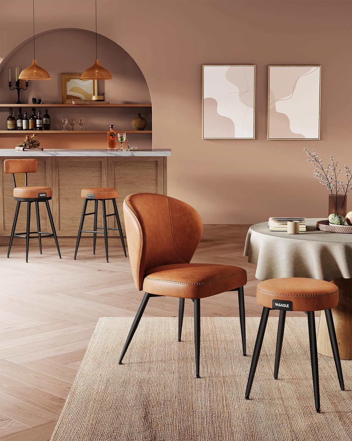 VASAGLE Set of 2 Swivel Bar Stool