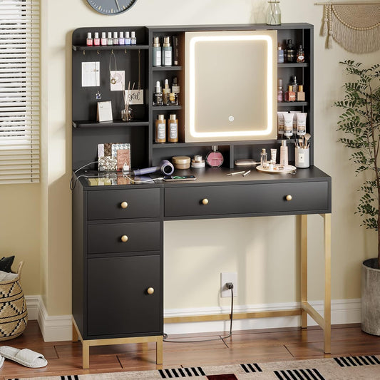 Dressing Table with Adjustable Brightness LED Mirror