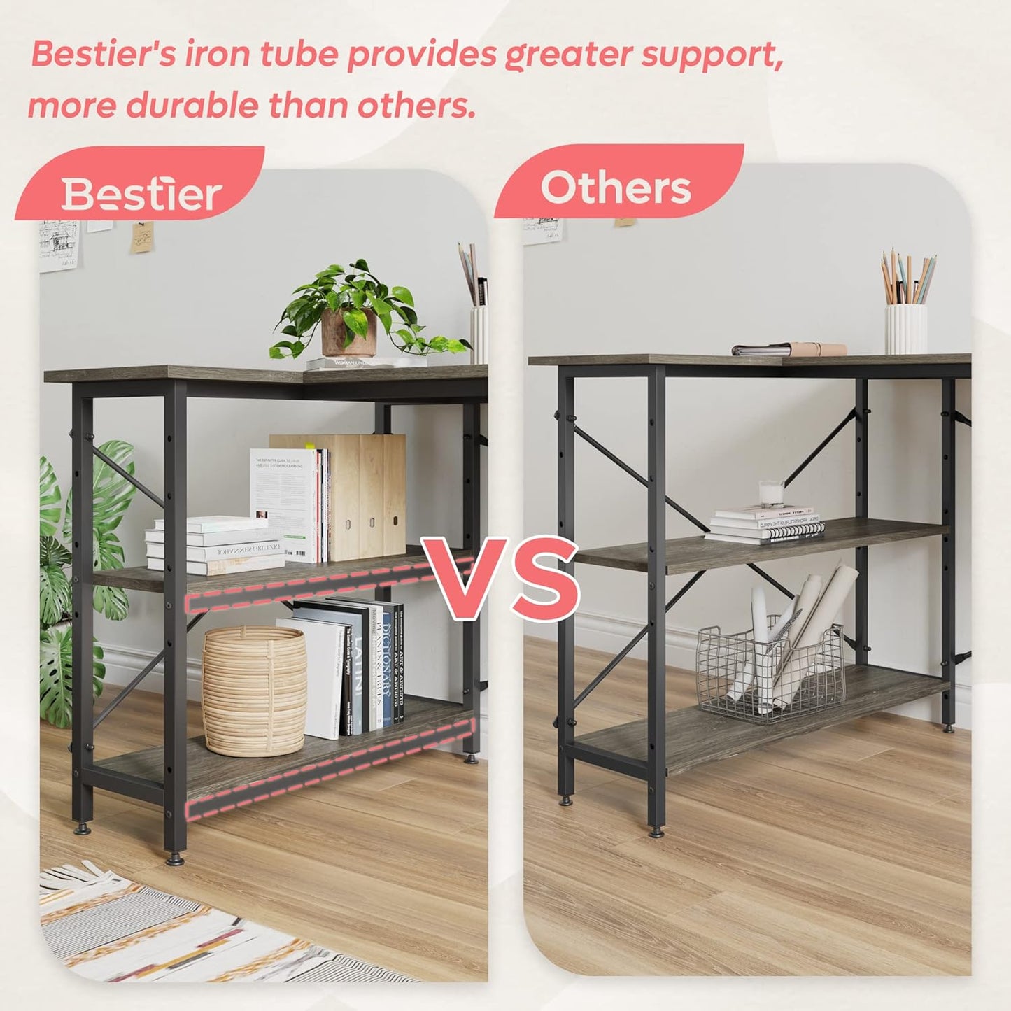 L Shaped Desk with Storage Shelves