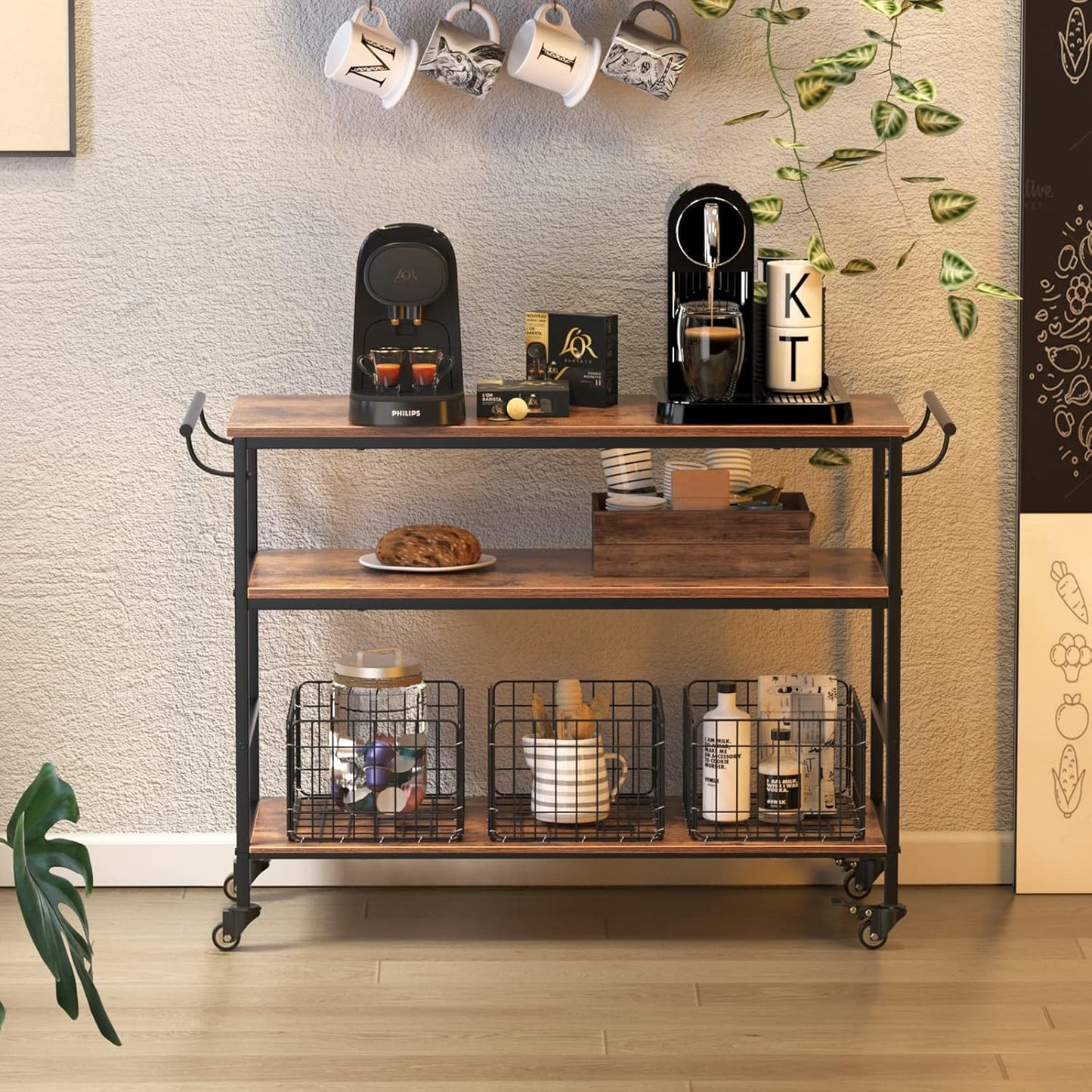 Roller Tableware Kitchen Cabinet