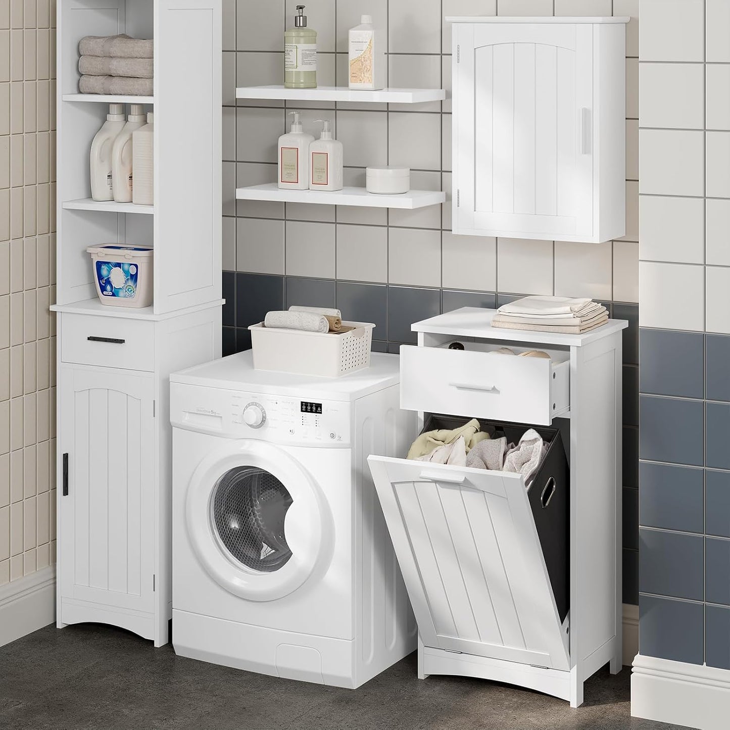 EUGAD Cabinet with Laundry Basket