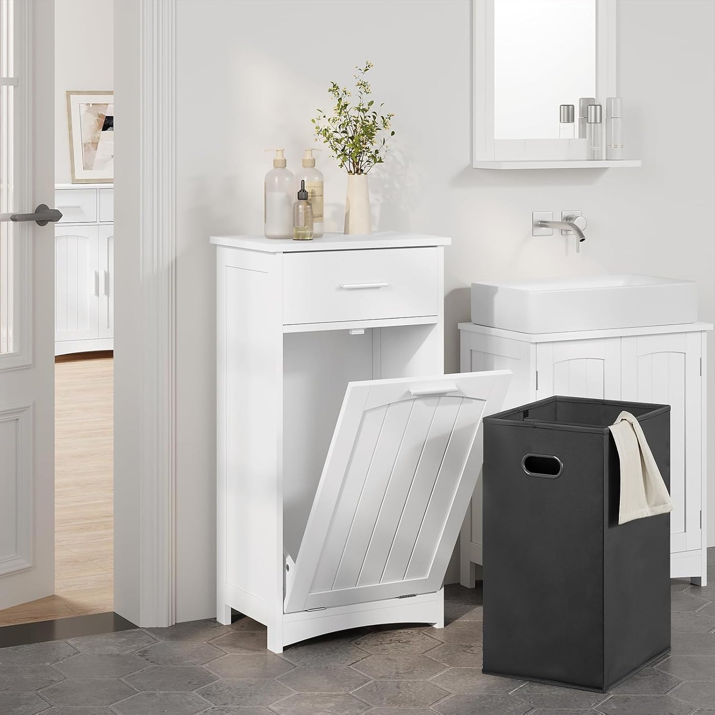 EUGAD Cabinet with Laundry Basket