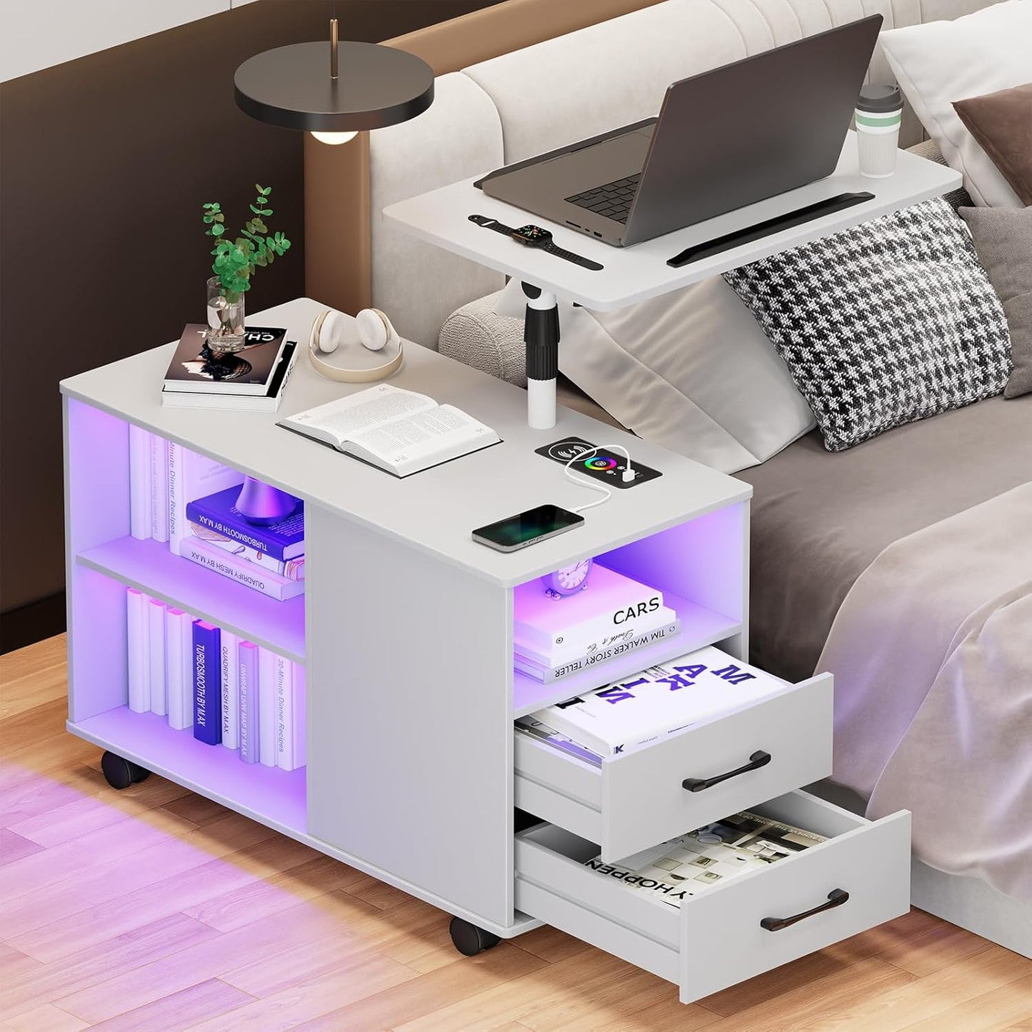 Gurexl 360° LED Nightstand with Wireless Charging Station