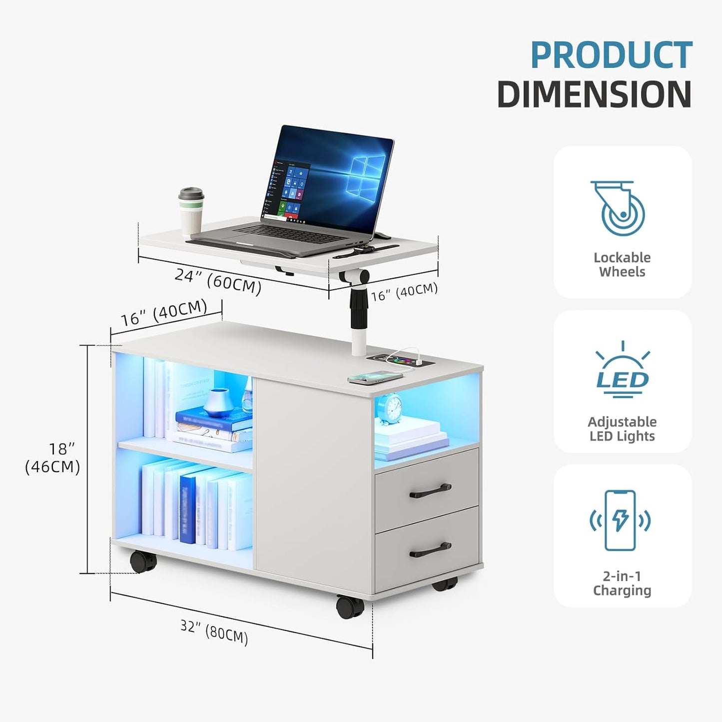 Gurexl 360° LED Nightstand with Wireless Charging Station