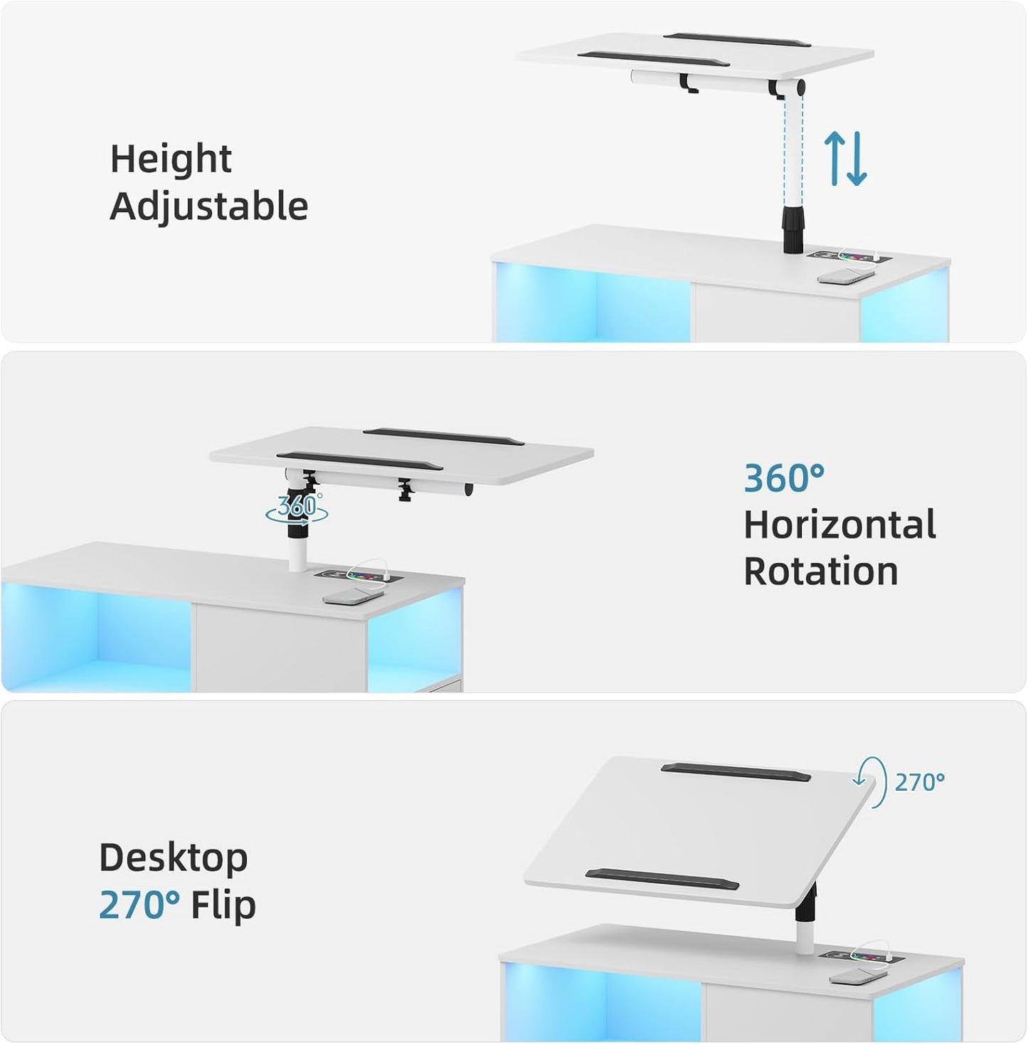 Gurexl 360° LED Nightstand with Wireless Charging Station