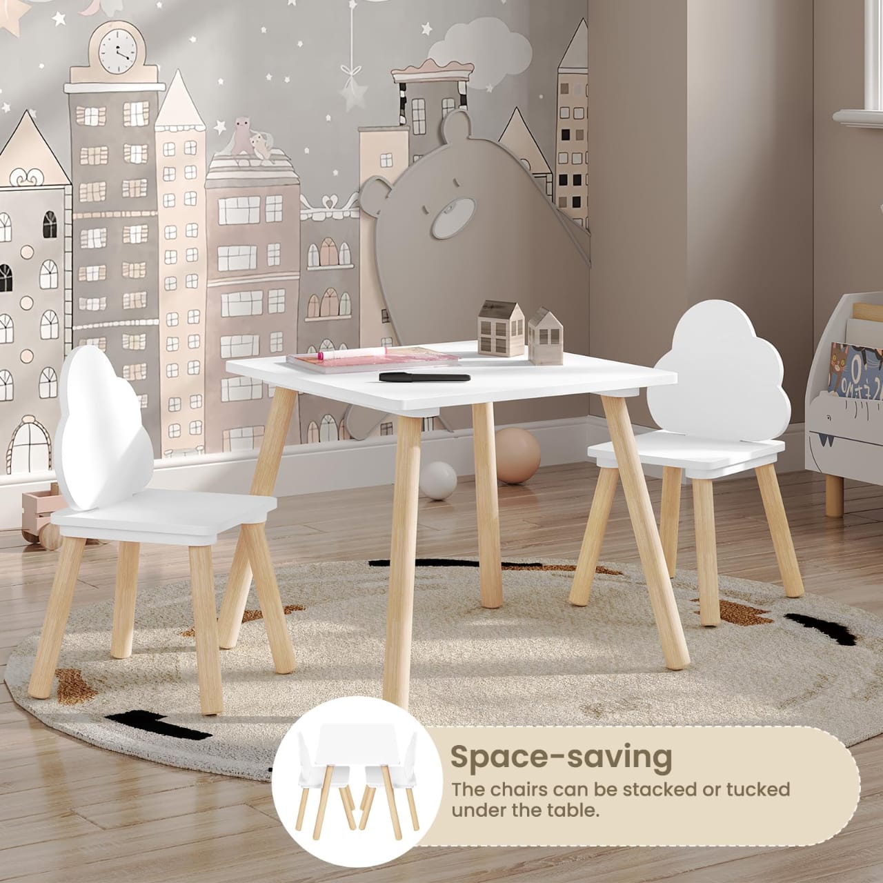 Kids Table and Chair Set, 3-Piece