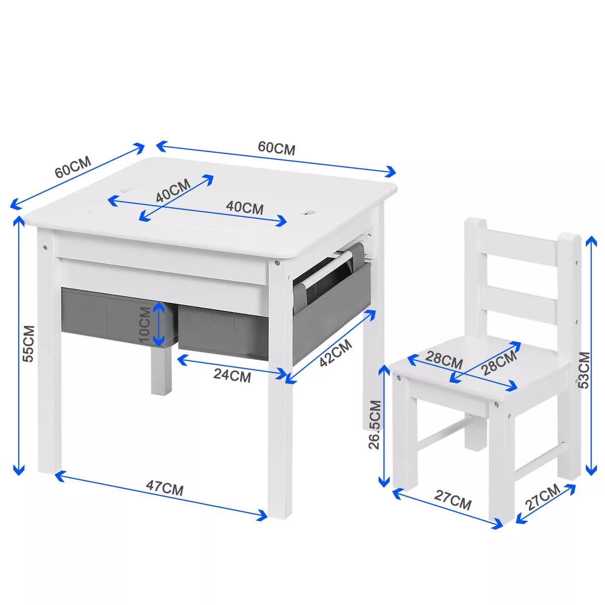 Kids Table and Chairs Childrens Activity Play Build Bricks Table