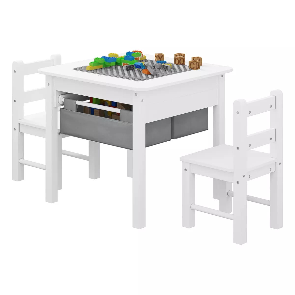Kids Table and Chairs Childrens Activity Play Build Bricks Table