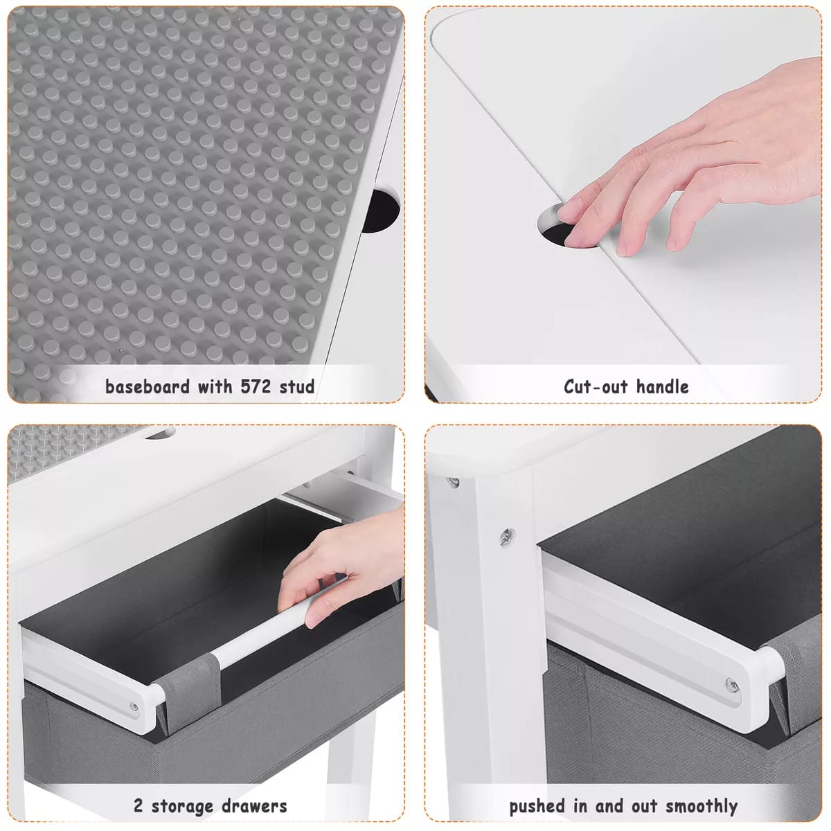 Kids Table and Chairs Childrens Activity Play Build Bricks Table