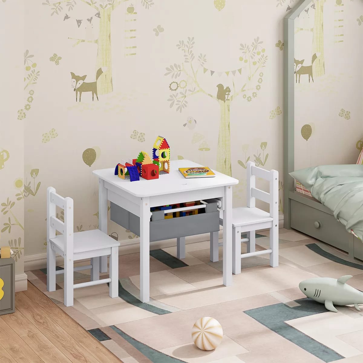 Kids Table and Chairs Childrens Activity Play Build Bricks Table