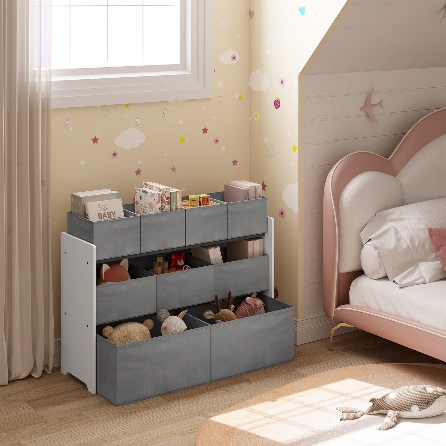 Kids Storage Unit with 9 Toy Boxes