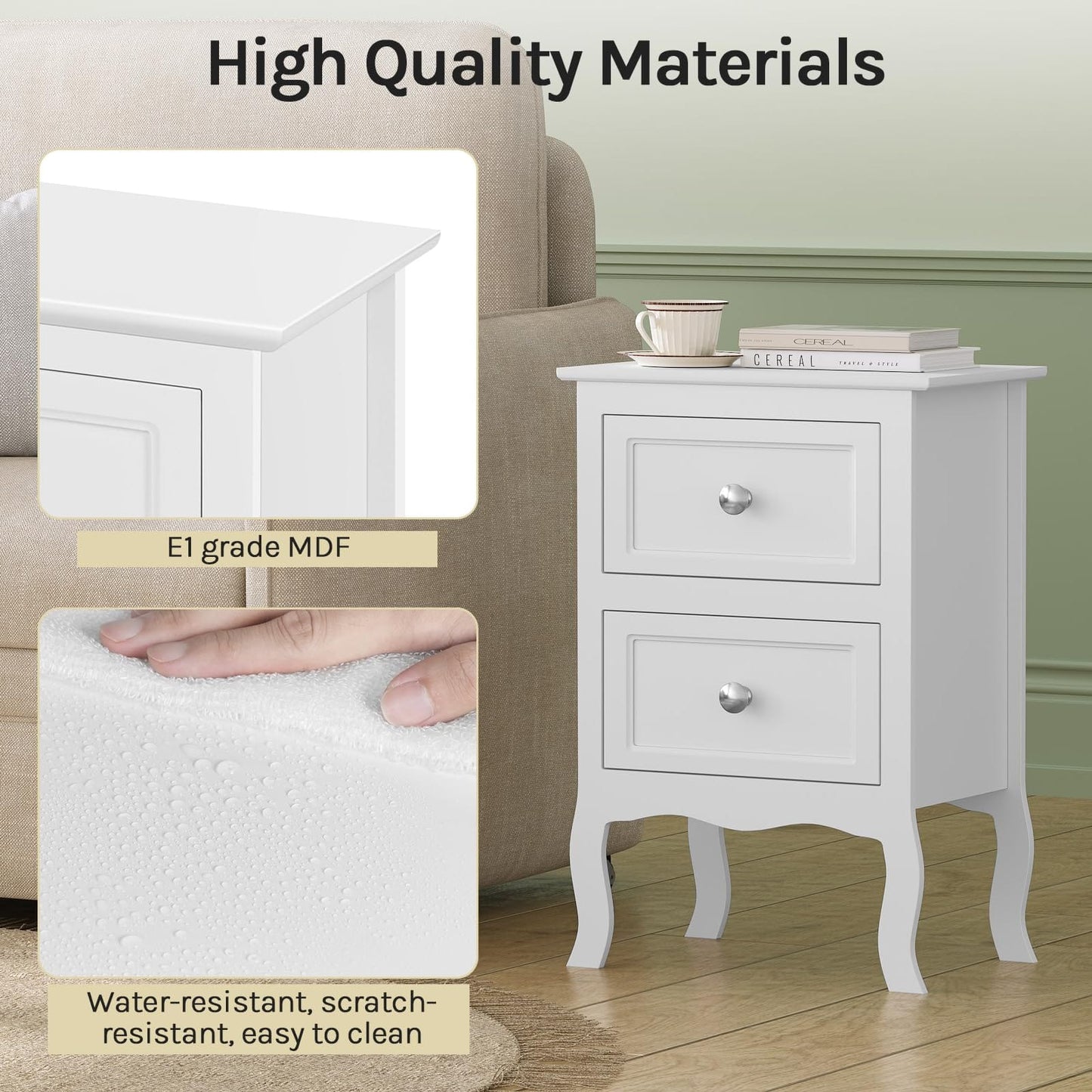 Bedside Table with 2 Drawers