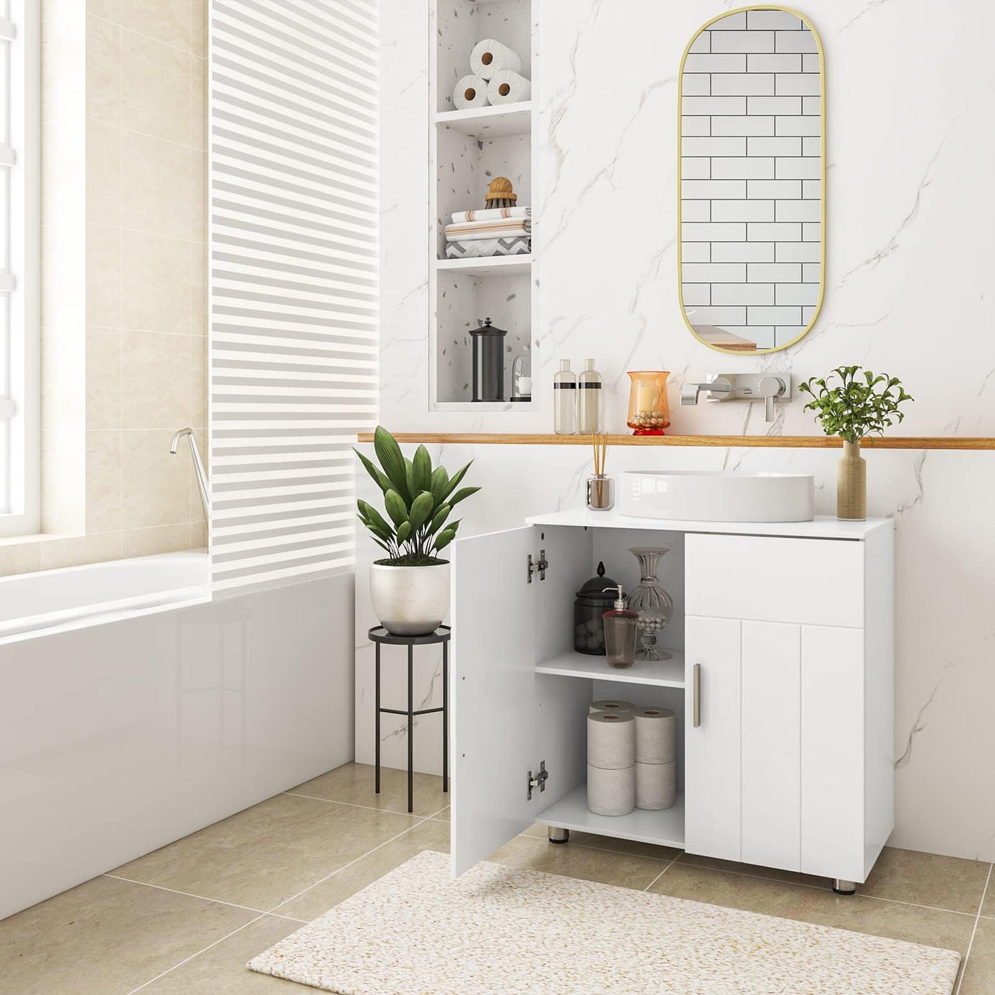 Vanity Unit with Adjustable Divider,