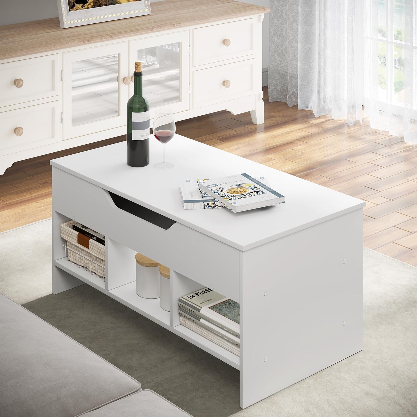 WOLTU Coffee Table Side Table with Lifting Top