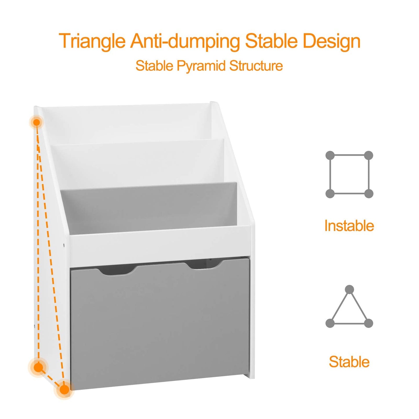 WOLTU Kids Bookshelf with Wheels