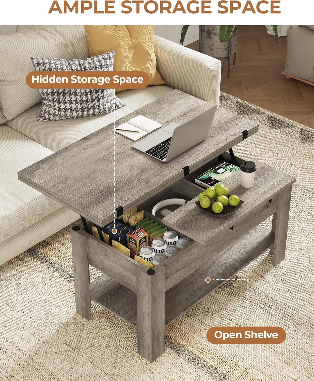 KIMENICH 3-in-1 Lift Top Coffee Table