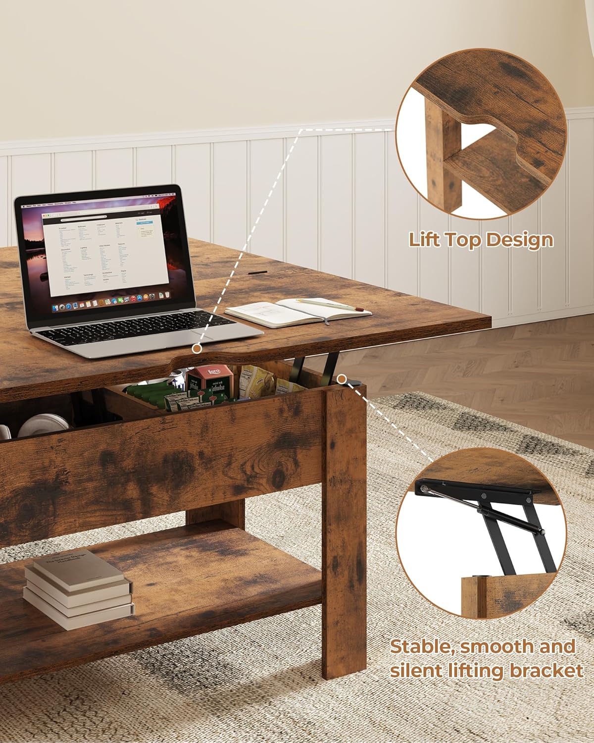 KIMENICH 3-in-1 Lift Top Coffee Table