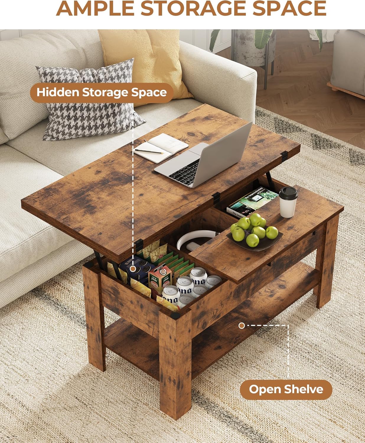 KIMENICH 3-in-1 Lift Top Coffee Table
