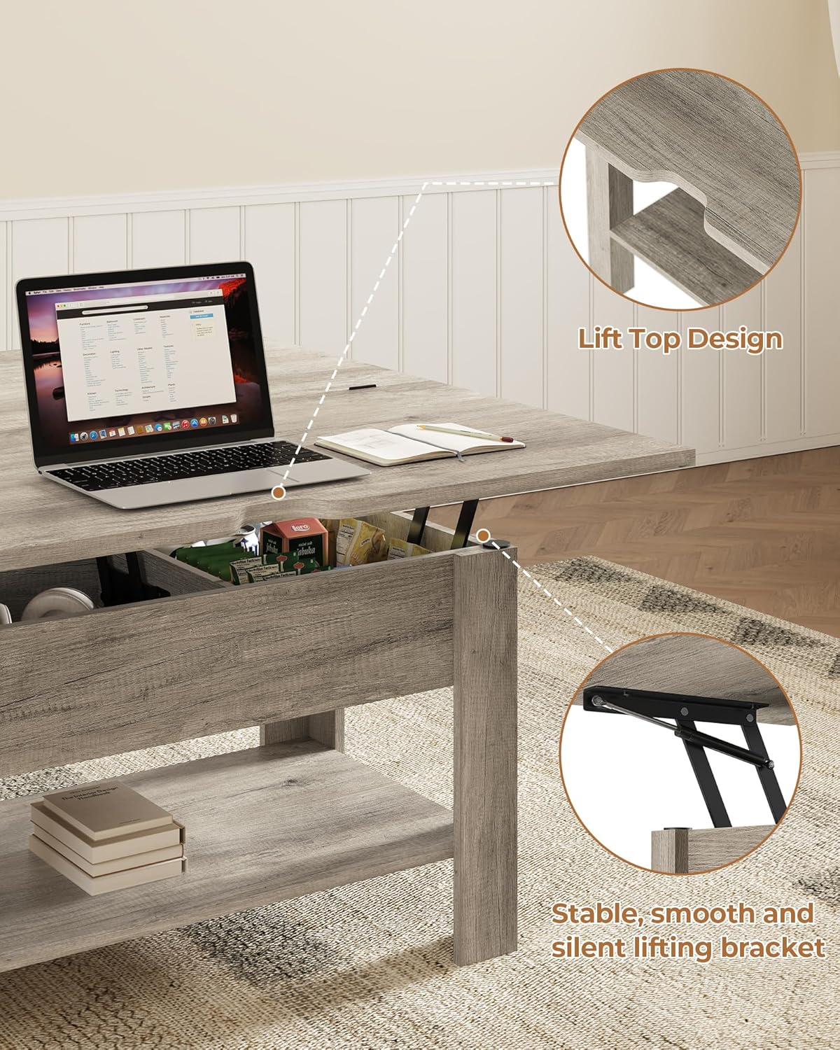 KIMENICH 3-in-1 Lift Top Coffee Table