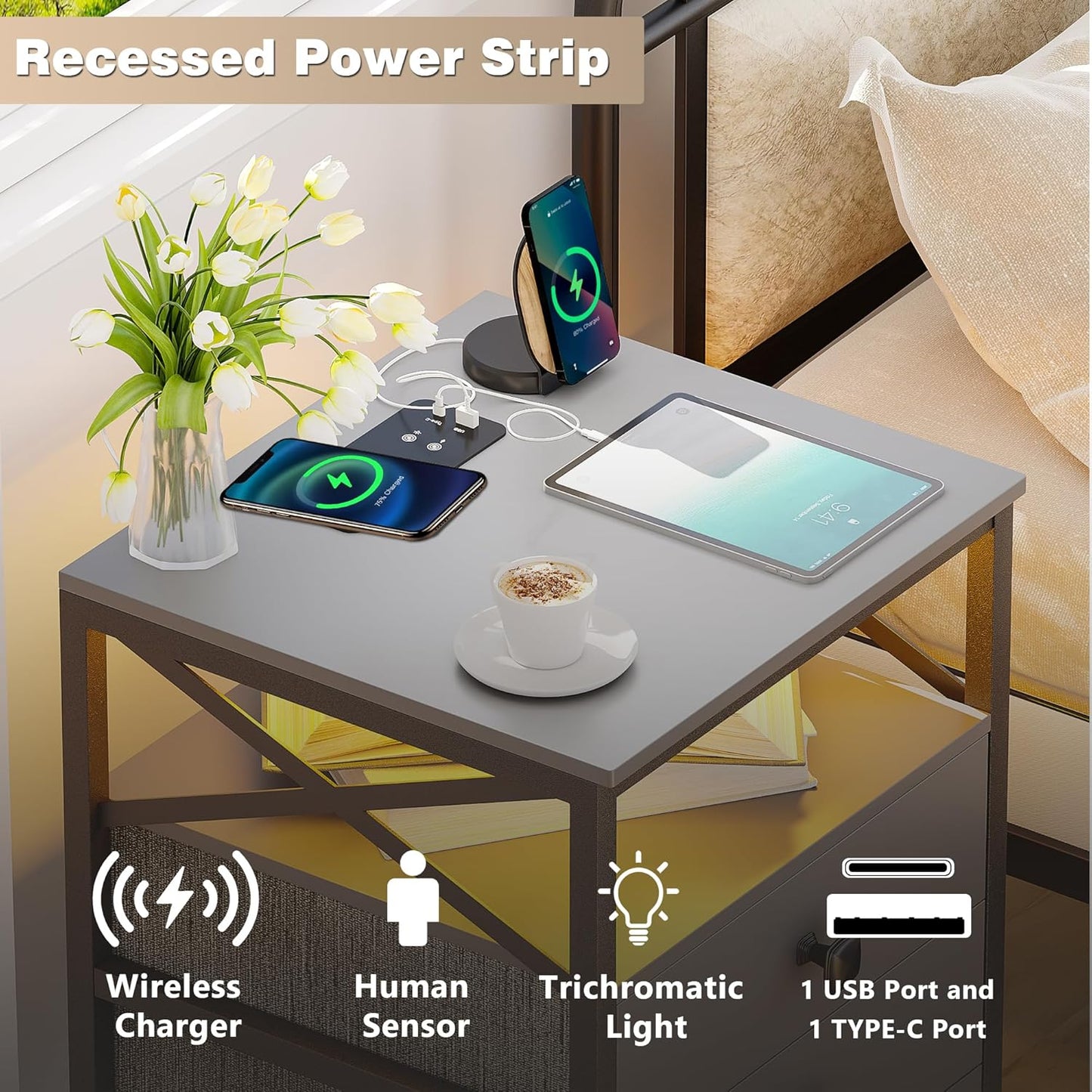 Nightstand with Wireless Charging Station1