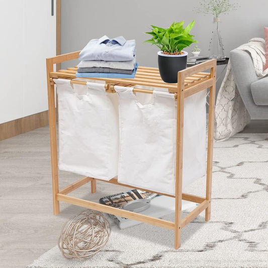 Bamboo Laundry Hamper with Shelf