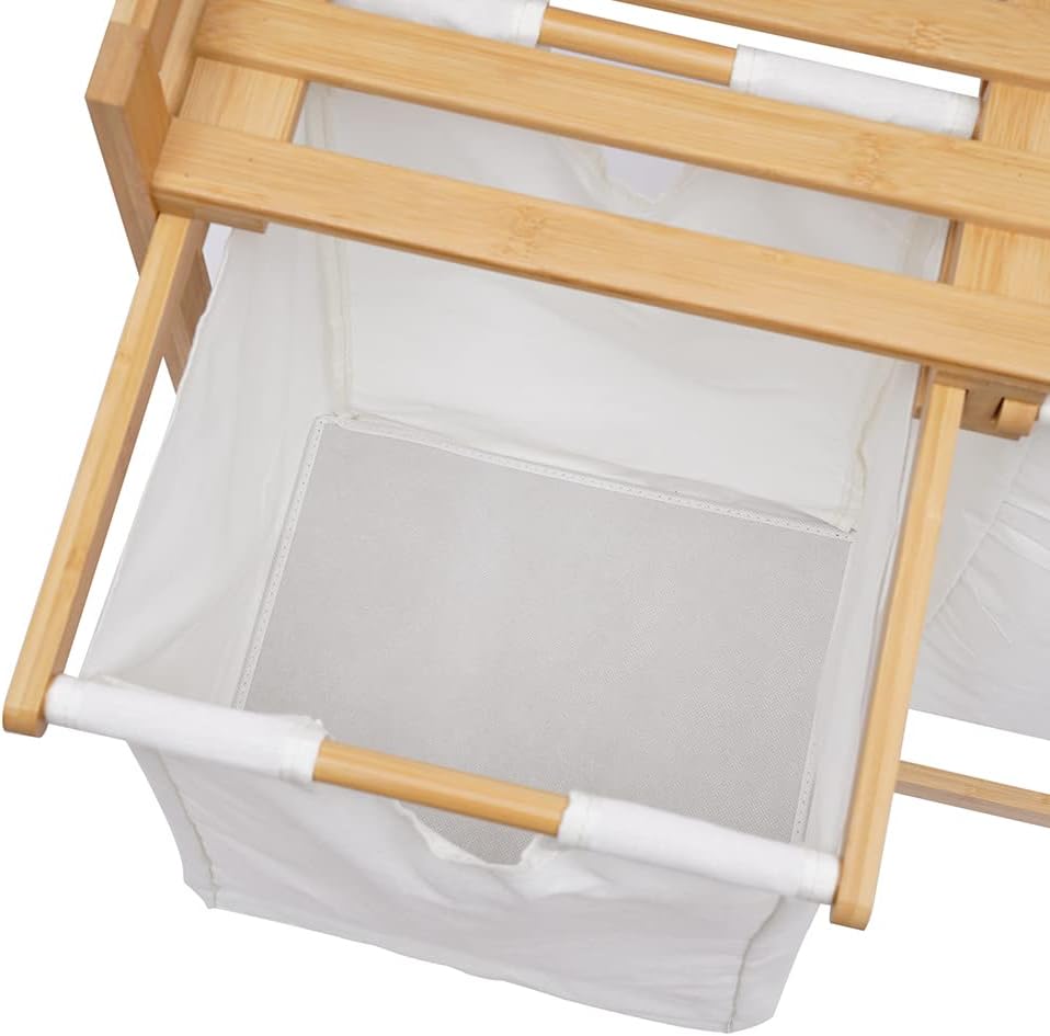Bamboo Laundry Hamper with Shelf