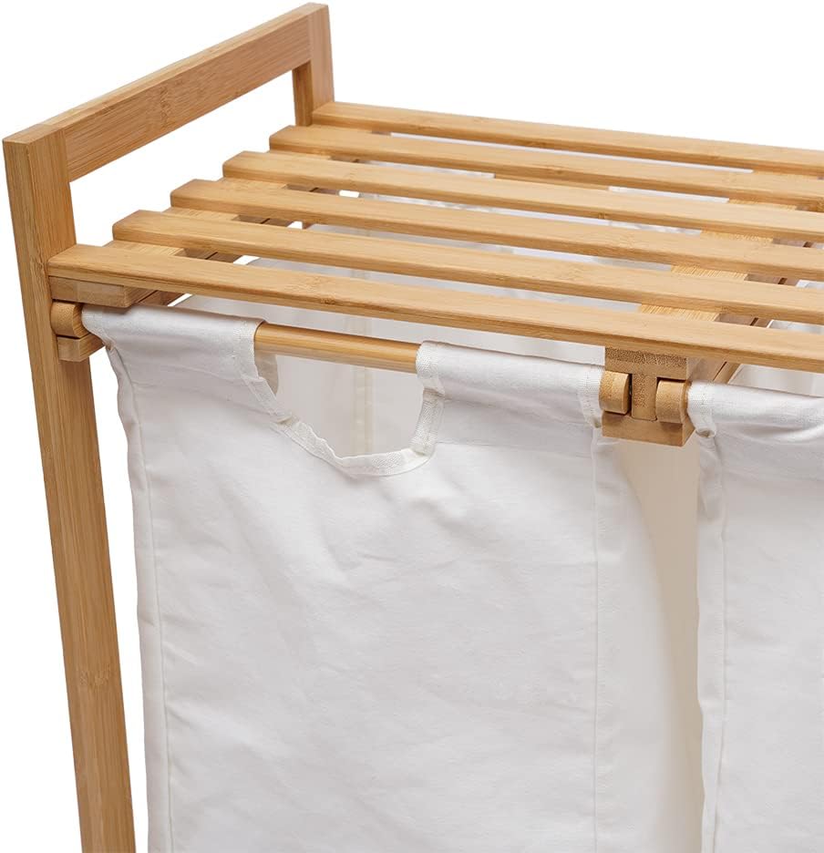 Bamboo Laundry Hamper with Shelf