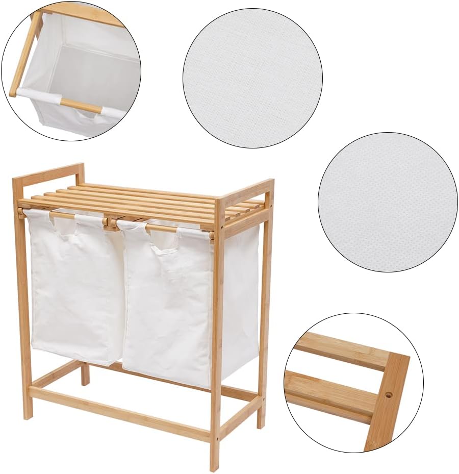 Bamboo Laundry Hamper with Shelf