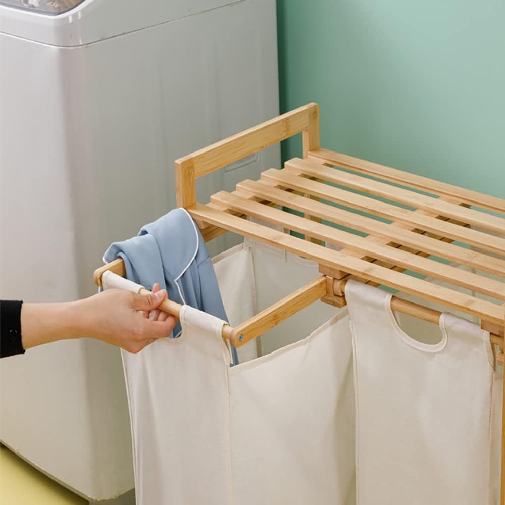 Bamboo Laundry Hamper with Shelf