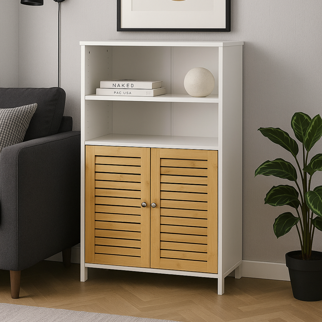 Cabinet with bamboo doors